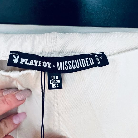 NWT | PLAYBOY x Missguided Lifestyle Soft Touch Leggings | Size 4 | Stone Colour - Picture 3 of 10